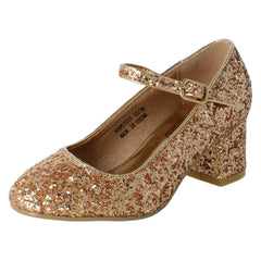Girls Spot On Mary Jane Heeled Shoes H3091