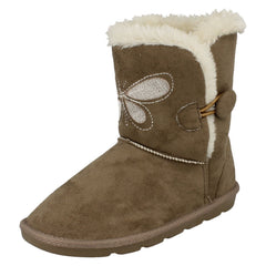 Girls Spot On Fur Lined Short Boots