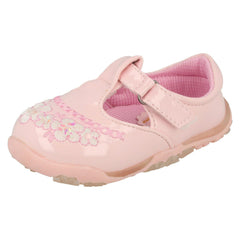 Girls Cutie T-Bar Flats With Floral Embroidery Detail