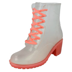 Ladies Spot On Mid Heel Wellington