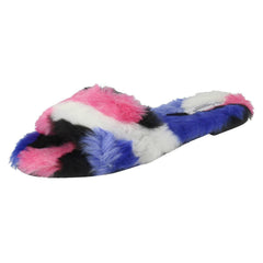 Ladies Savannah Flat Fur Mules F00091