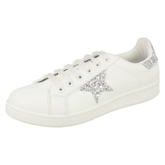 Ladies Spot On Glitter Star Pumps