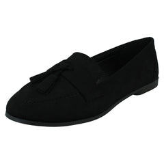 Ladies Spot On Tassel Trim Wide Fit Slip On Shoes F80560