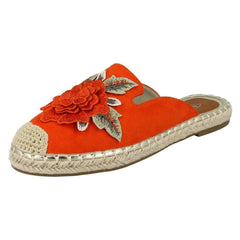 Ladies Spot On Flower Embellishment Espadrille Mules