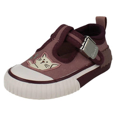 Girls Clarks Canvas T-Bar Foxing Pet T