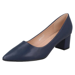 Ladies Spot On Mid Block Heel Pointed Toe Court Shoes F90127