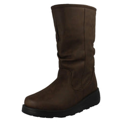 Ladies Spot On Fur Lined Zip Up Wide Fit Wedge Heel Mid Calf Boots F4466