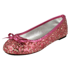 Girls Spot On Flat Bow Trim Sequined Ballerina