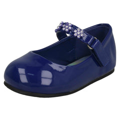 Girls Spot On Diamante Flower Strap Ballerinas H2487