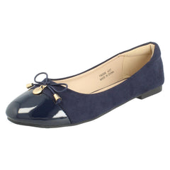 Ladies Spot On Bow Detailed Flat Ballerina Casual Shoes F80598
