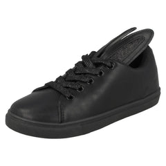 Girls Spot On Lace Up Bunny Ear Pumps