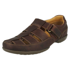 Mens Clarks Hook & Loop Sandals Recline Open