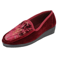 Ladies Spot On Slip On Floral Design Slipper Shoes