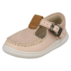Girls Clarks Polka Dot Detailed T-Bar Shoes Cloud Rosa T