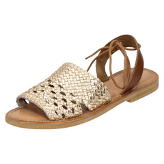Ladies Leather Collection Flat Weaved Mule Sandals