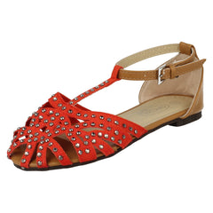 Girls Spot On T-Bar Diamante Sandals