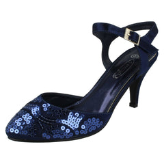 Ladies Spot On Mid Heel Sequined Evening Sandals