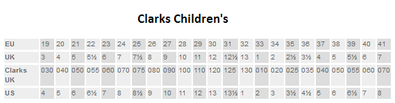 clarks kids size guide